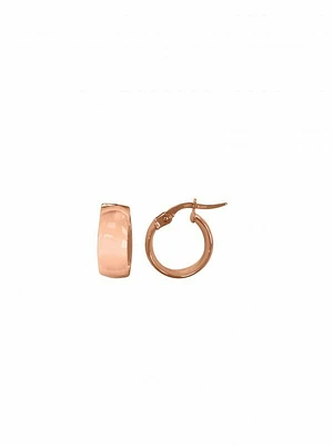 Pink Gold Small Domed Hoop Earring 14KT