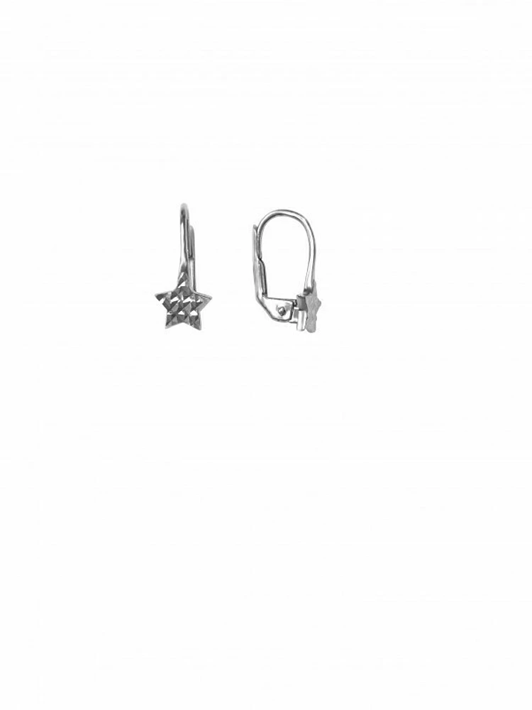 White Gold Star Drop Earring 10KT