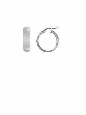 White Gold Domed Hoop Earring 14KT