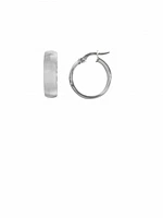 White Gold Domed Hoop Earring 14KT