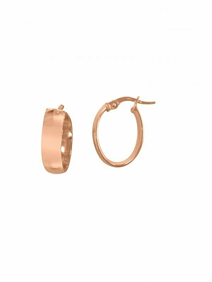 Gold Small Oval Domed Hoop Earring 14KT