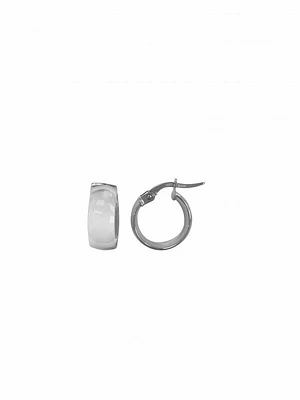 White Gold Small Domed Hoop Earring 14KT