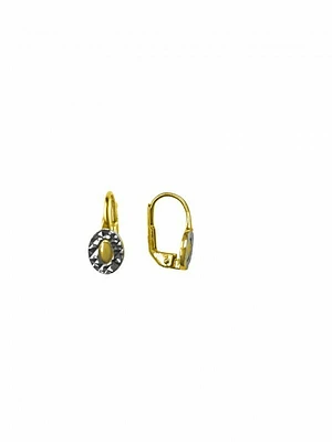 White & Yellow Gold Two Tone Oval Drop Earring 10KT