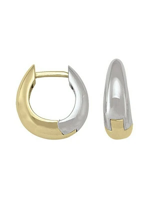 White & Yellow Gold Two Tone Huggie Earring 14KT & 18KT