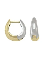 White & Yellow Gold Two Tone Huggie Earring 14KT & 18KT