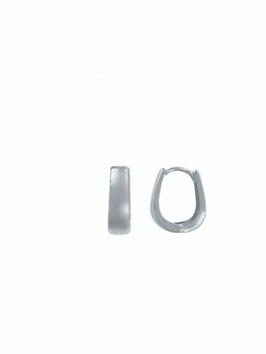 White Gold Oval Huggie Earring 10KT