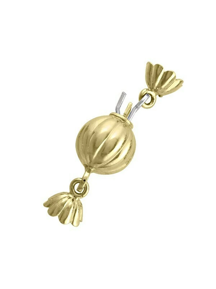 Yellow Gold 9mm Ribbed Ball Pearl Clasp Finding 18KT