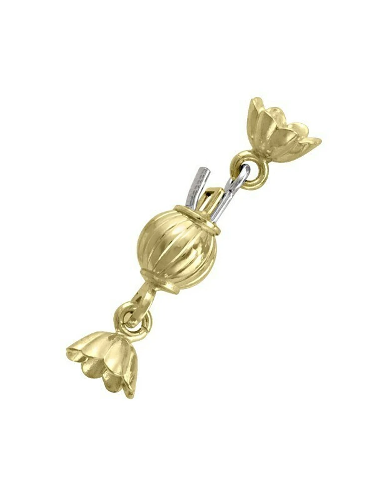 Gold 6mm Ribbed Ball Pearl Clasp Finding 18KT