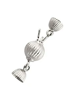 White Gold 8mm Ribbed Ball Pearl Clasp Finding 18KT