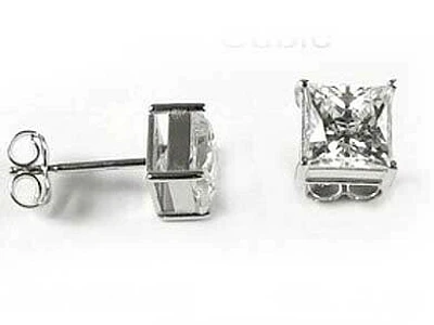 10K 6MM Gold Princess Square Cubic Stud Earrings