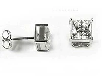 10K 6MM Gold Princess Square Cubic Stud Earrings