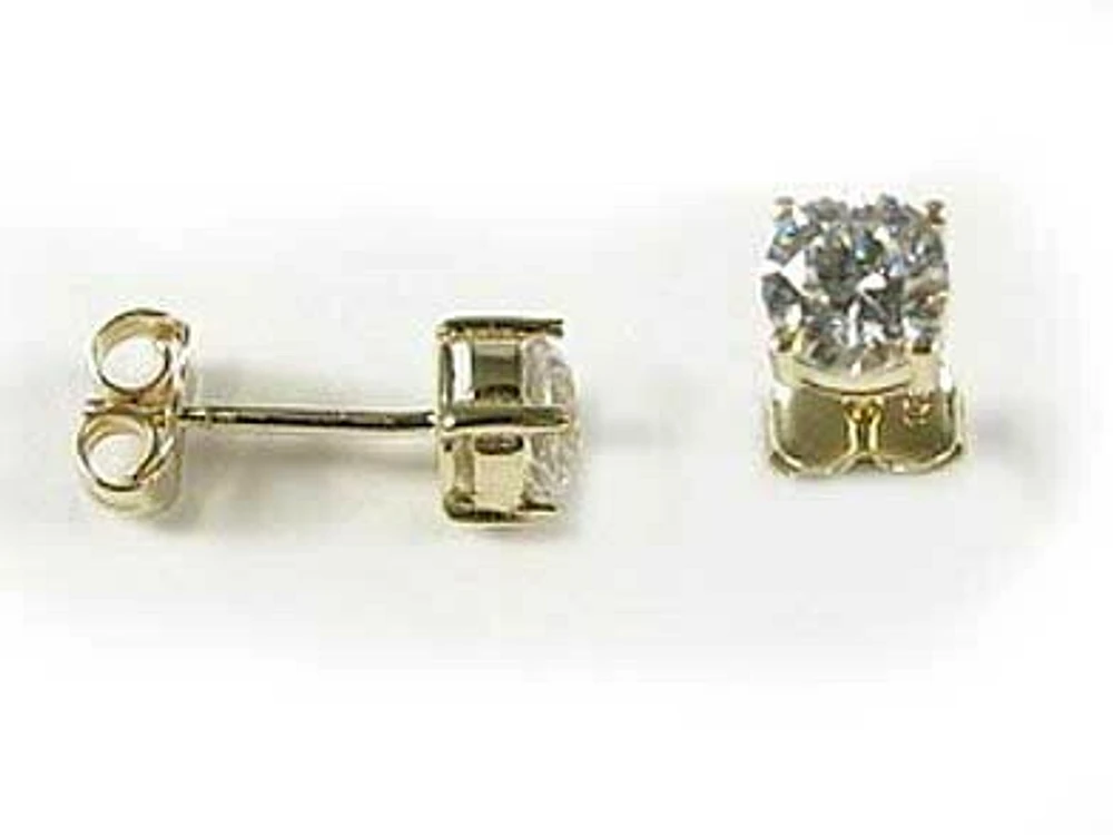 10K 5MM Yellow Gold Round Cubic Stud Earrings