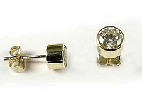 10K 6MM Gold Bezel Round Cubic Stud Earrings