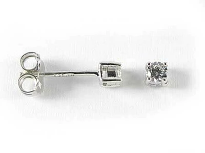 10K 3MM White Gold Round Cubic Stud Earrings