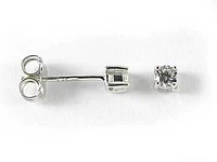 10K 3MM White Gold Round Cubic Stud Earrings