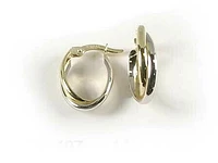 10K Yellow & White Two Tone Hoop Earrings