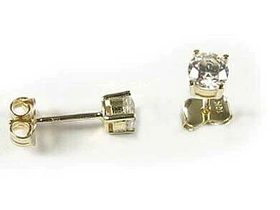 10K 4MM Gold Round Cubic Stud Earrings