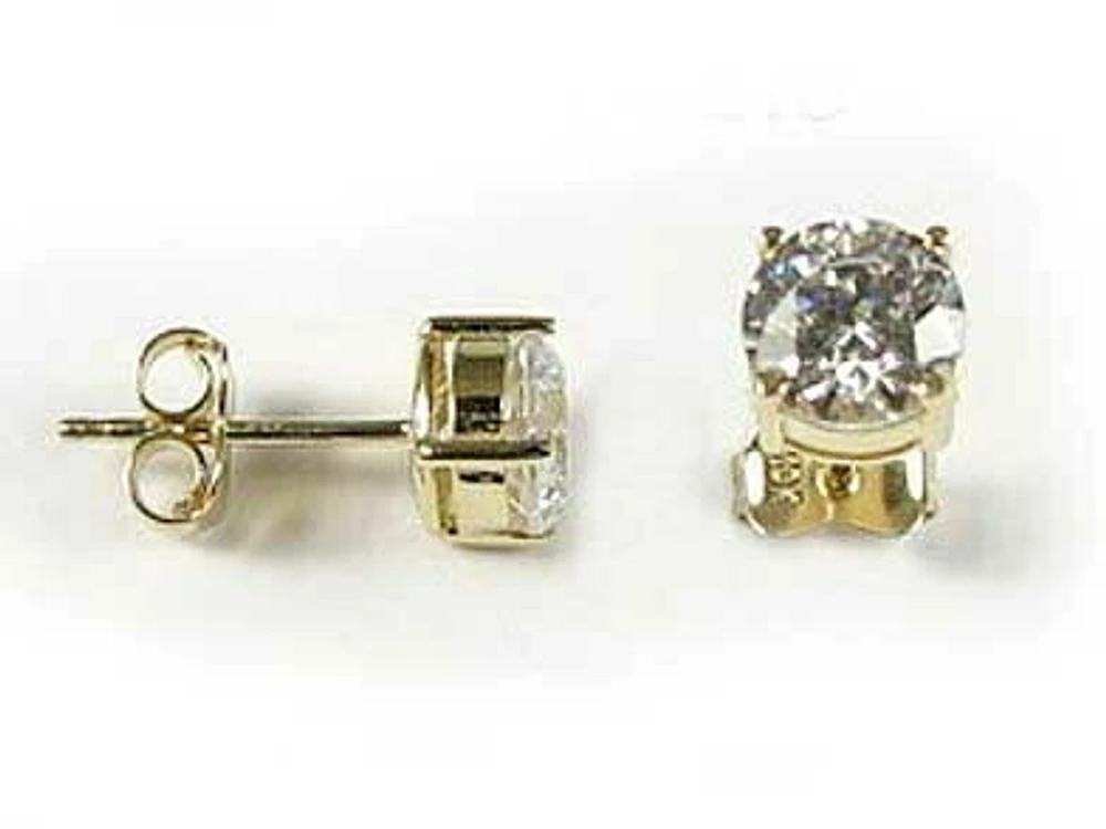 10K 6MM Gold Round Cubic Stud Earrings