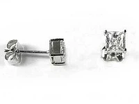 10K 4MM Gold Princess Square Cubic Stud Earrings