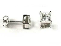 10K 5MM White Gold Princess Square Cubic Stud Earrings