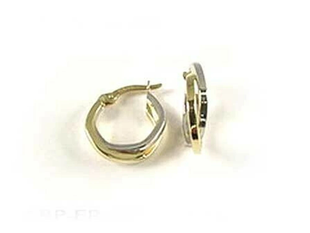 10K Yellow & White Gold Two Tone Hoop Earrings