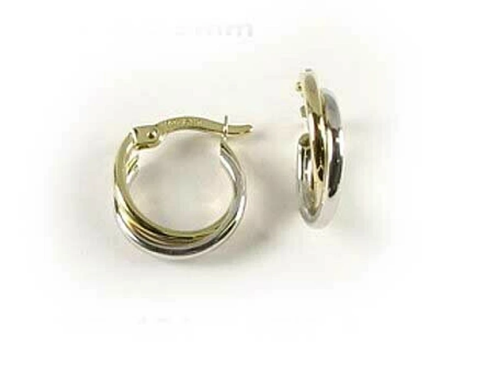 10K Yellow & White Two Tone Hoop Earrings