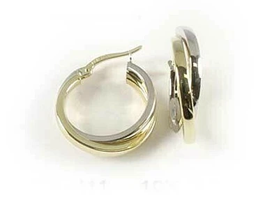 10K Yellow & White Tone Hoop Earrings