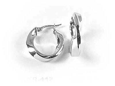 10K White Gold Twisted Hoop Earrings