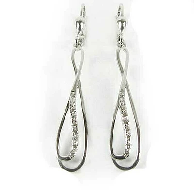 10K White Gold Fancy Cubic Dangle Earrings