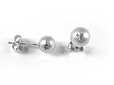 10K 6MM White Gold Ball Stud Earrings