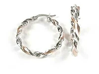 10K White & Rose Two Tone Twisted Hoop Earrings