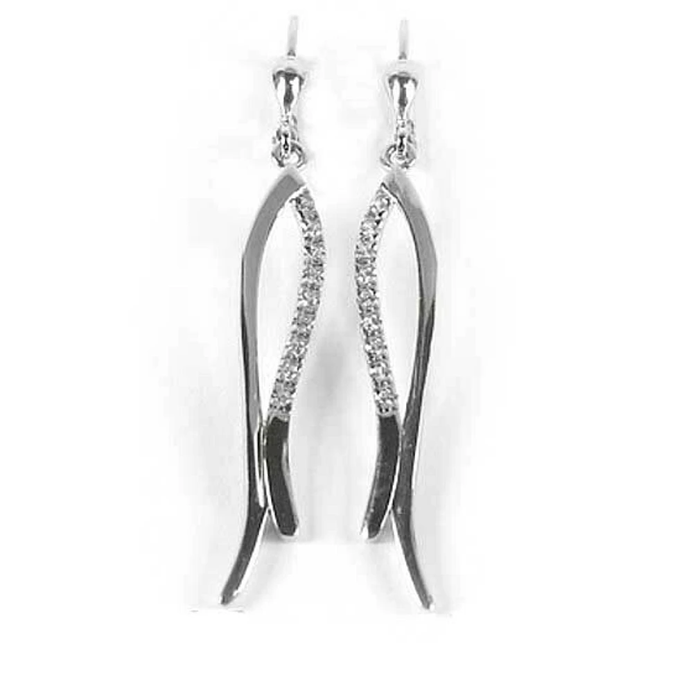 10K White Gold Fancy Cubic Dangle Earrings