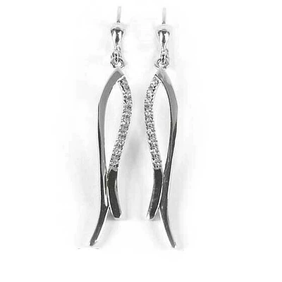 10K White Gold Fancy Cubic Dangle Earrings