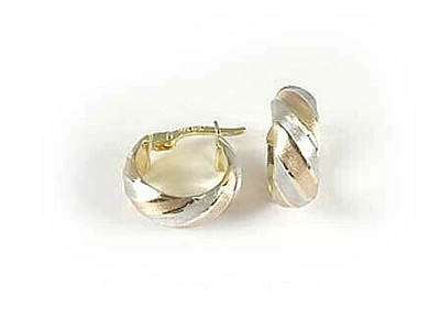 10K Yellow White & Rose Gold Tri Colour Hoop Earrings