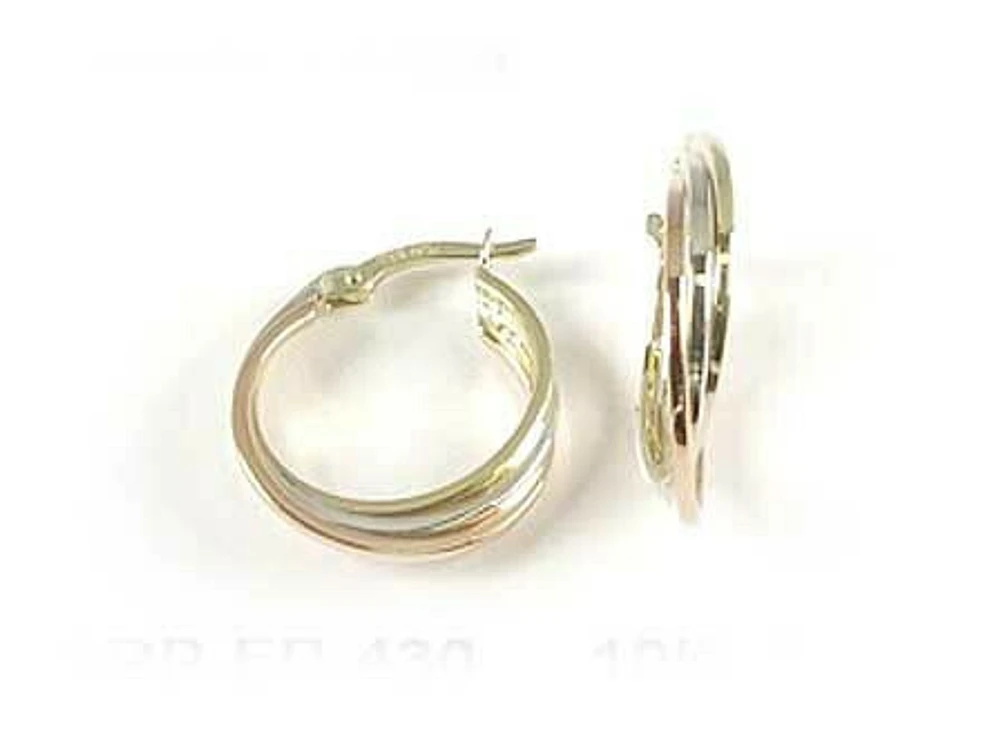 10K Yellow White & Rose Gold Tri Colour Hoop