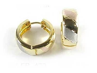 10K Yellow White & Rose Striped Tri Colour Huggy Hoop Earrings