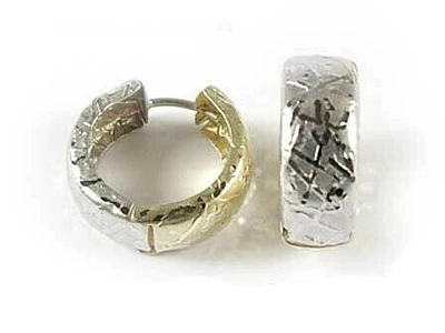 10K White & Yellow Gold Snow Cut Huggy Hoop Earrings