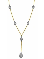 White & Yellow Gold Two Tone Tear Drop Necklace 14KT