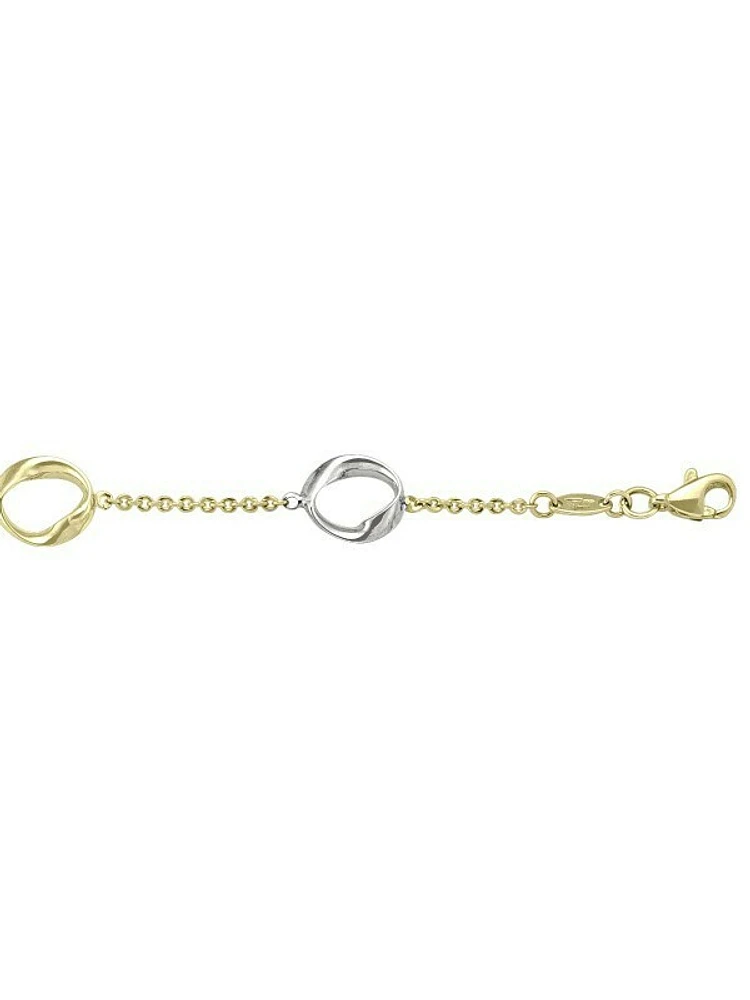 White & Yellow Gold Two Tone Fancy Hollow Link Necklace 10KT