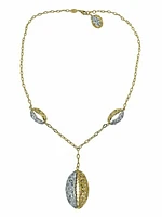 White & Yellow Gold Two Tone Fancy Drop Necklace 18KT