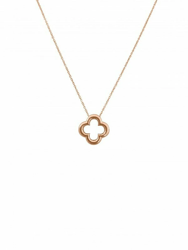 Pink Gold Clover Necklace-18" 14KT