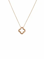 Pink Gold Clover Necklace-18" 14KT