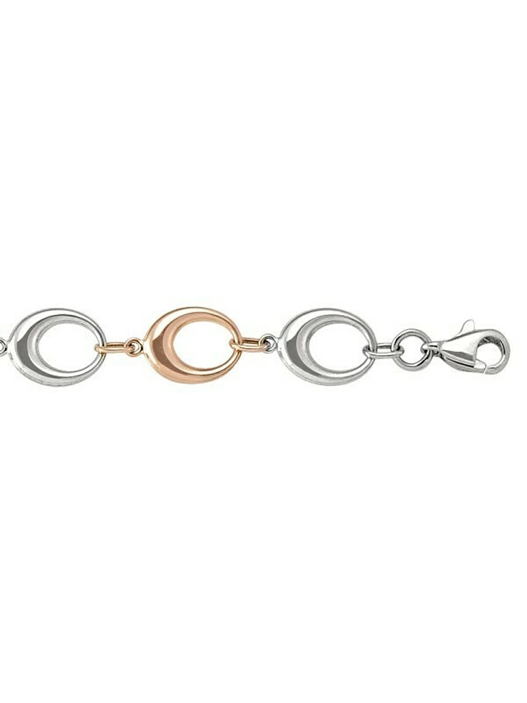 And White Gold Two Tone Fancy Hollow Link Necklace 10KT