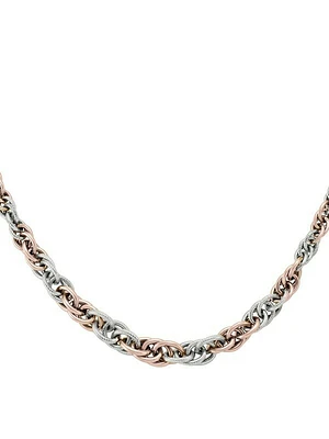 Pink And White Gold Two Tone Fancy Hollow Necklace 10KT