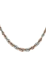 Pink And White Gold Two Tone Fancy Hollow Necklace 10KT