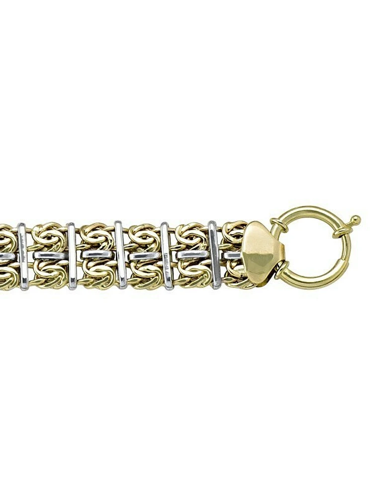 White & Yellow Gold Two Tone Hollow Fancy Bracelet 10KT