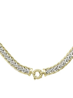 White & Yellow Gold Two Tone Hollow Fancy Ladies Necklace 14KT