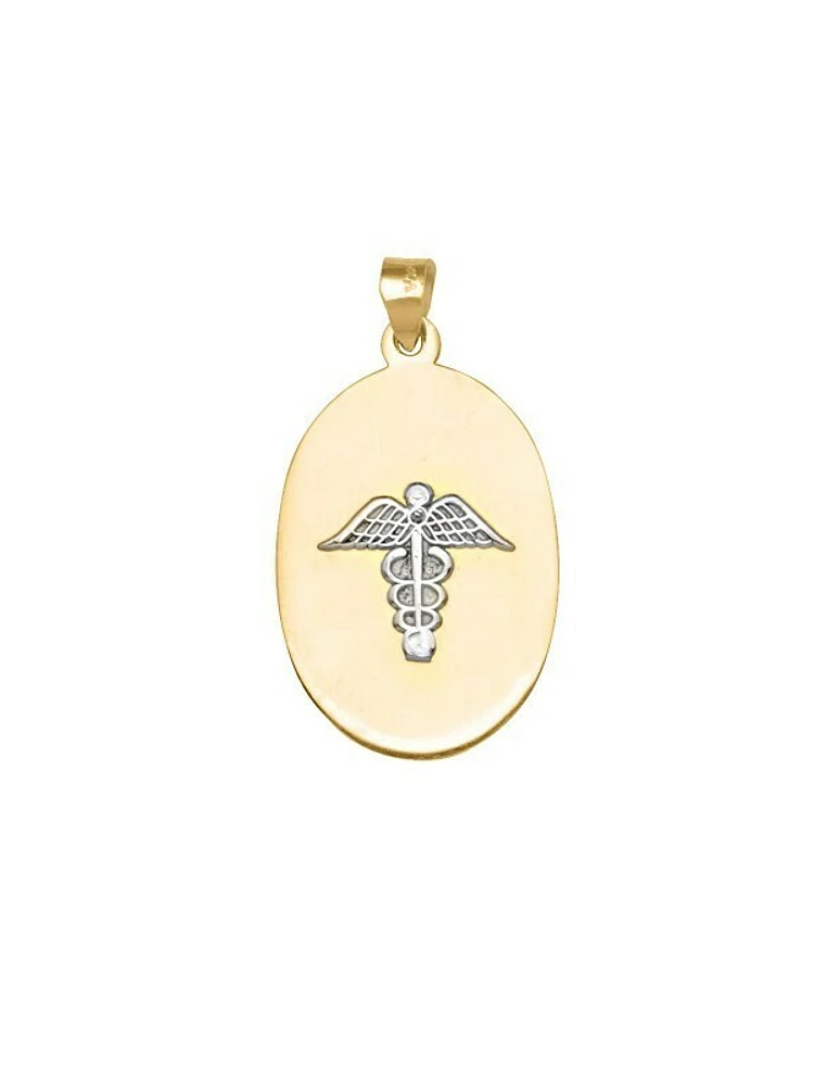 White & Yellow Gold Two Tone Medical Data Pendant 10KT