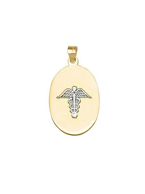 White & Yellow Gold Two Tone Medical Data Pendant 10KT