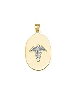 White & Yellow Gold Two Tone Medical Data Pendant 10KT